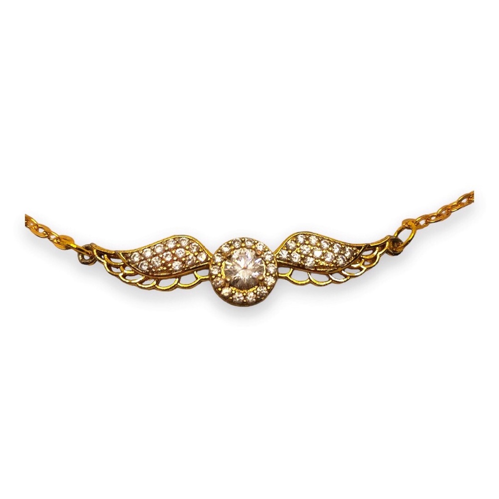 Gold plated CZ wing necklace
